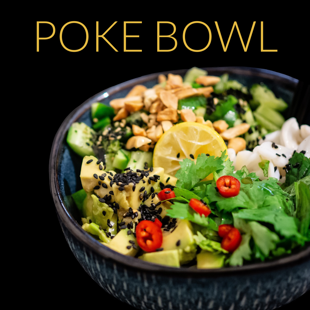 Poke bowl met udon noodles