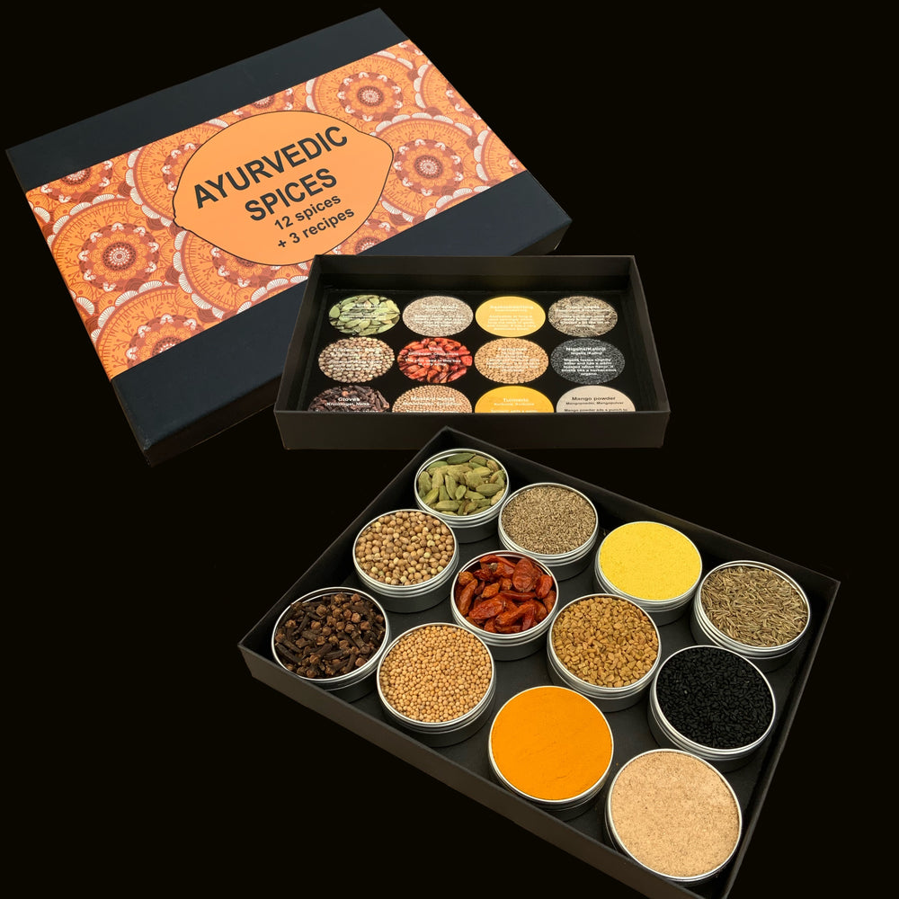 ayurvedische kruiden en 3 recepten in een mooie geschenkdoos, ayurveda kruiden kopen