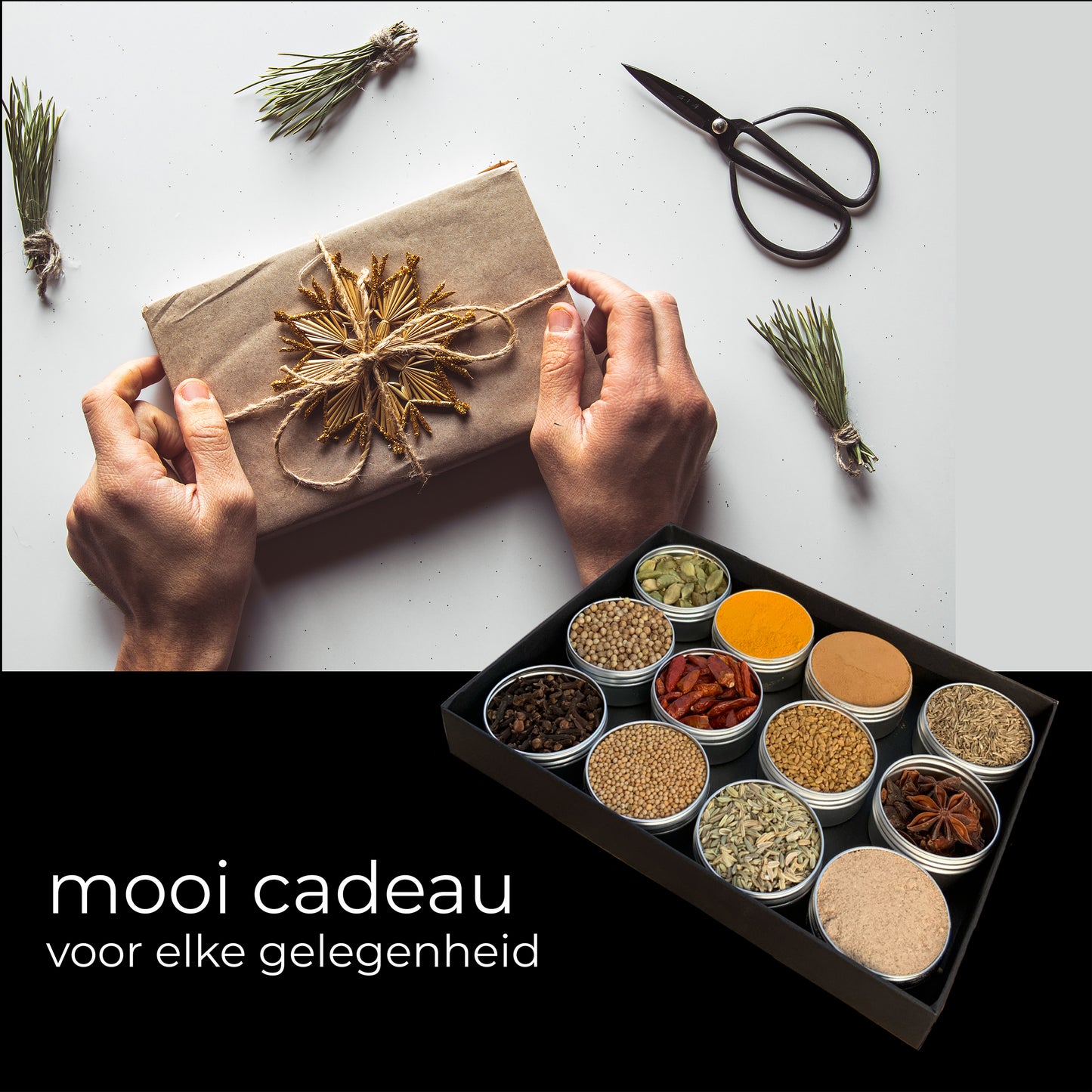 indiase kruiden en 3 indiase recepten in een mooie geschenkverpakking. masala kruiden.
